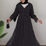 Puanteli Şifon Etekli İkili Takım - Siyah