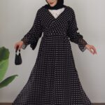 Puanteli Şifon Etekli İkili Takım - Siyah