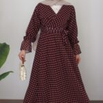 Puanteli Şifon Etekli İkili Takım - Bordo