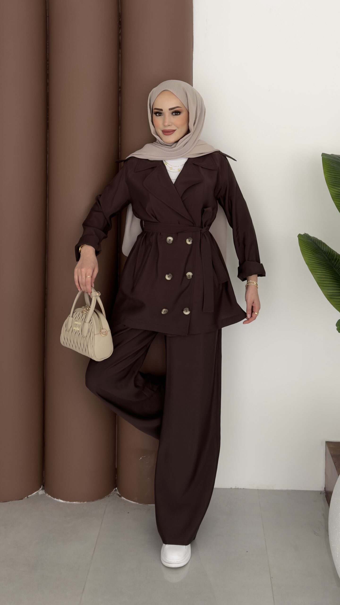 img_1534-2 Fresh Modal Trenç İkili Takım - Kahverengi - Görsel 1