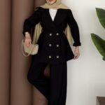 Fresh Modal Trenç İkili Takım - Siyah