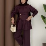 Diana Kraş Poplin İkili Takım - Mürdüm