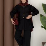 Diana Kraş Poplin İkili Takım - Siyah