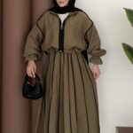 Muadil Biye Detaylı Etek İkili Takım - Haki