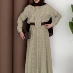 Ekose Çizgili Etek İkili Takım - Yağ Yeşil