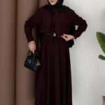 Ekose Çizgili Etek İkili Takım - Bordo