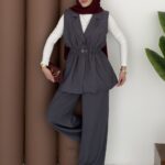 Marka Muadili Yelekli İkili Takım - Antrasit