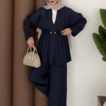 Bohem İncili Müslin İkili Takım - Lacivert