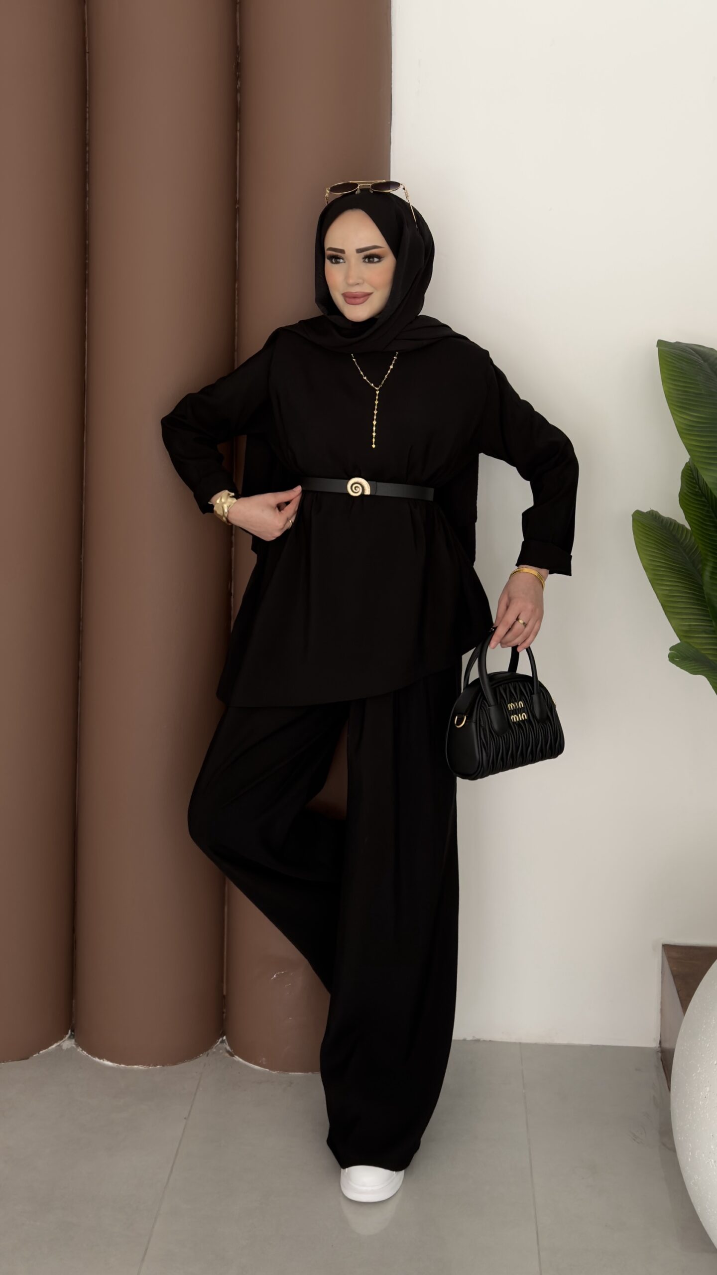 img_8933 Monch Vatkalı Modal İkili Takım - Siyah - Görsel 1