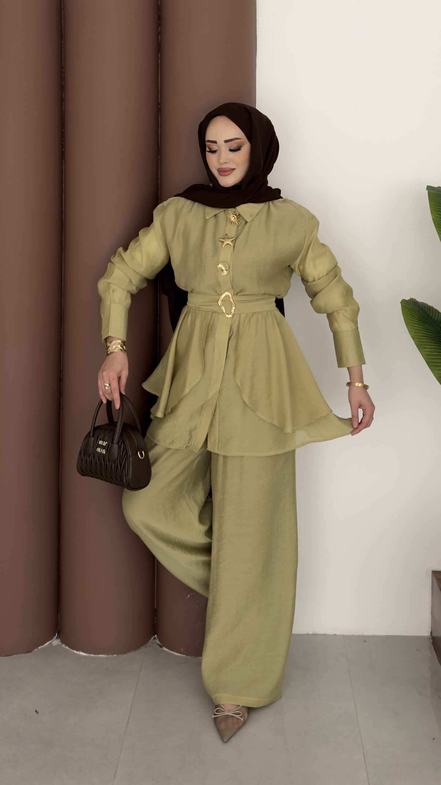 img_9231 Alaçatı Vual İkili Takım - Yağyeşil - Görsel 1