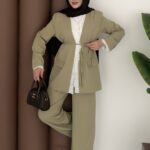 Tylor Dantelli Dabıl İkili Takım - Yağyeşil