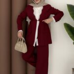 Tylor Dantelli Dabıl İkili Takım - Bordo