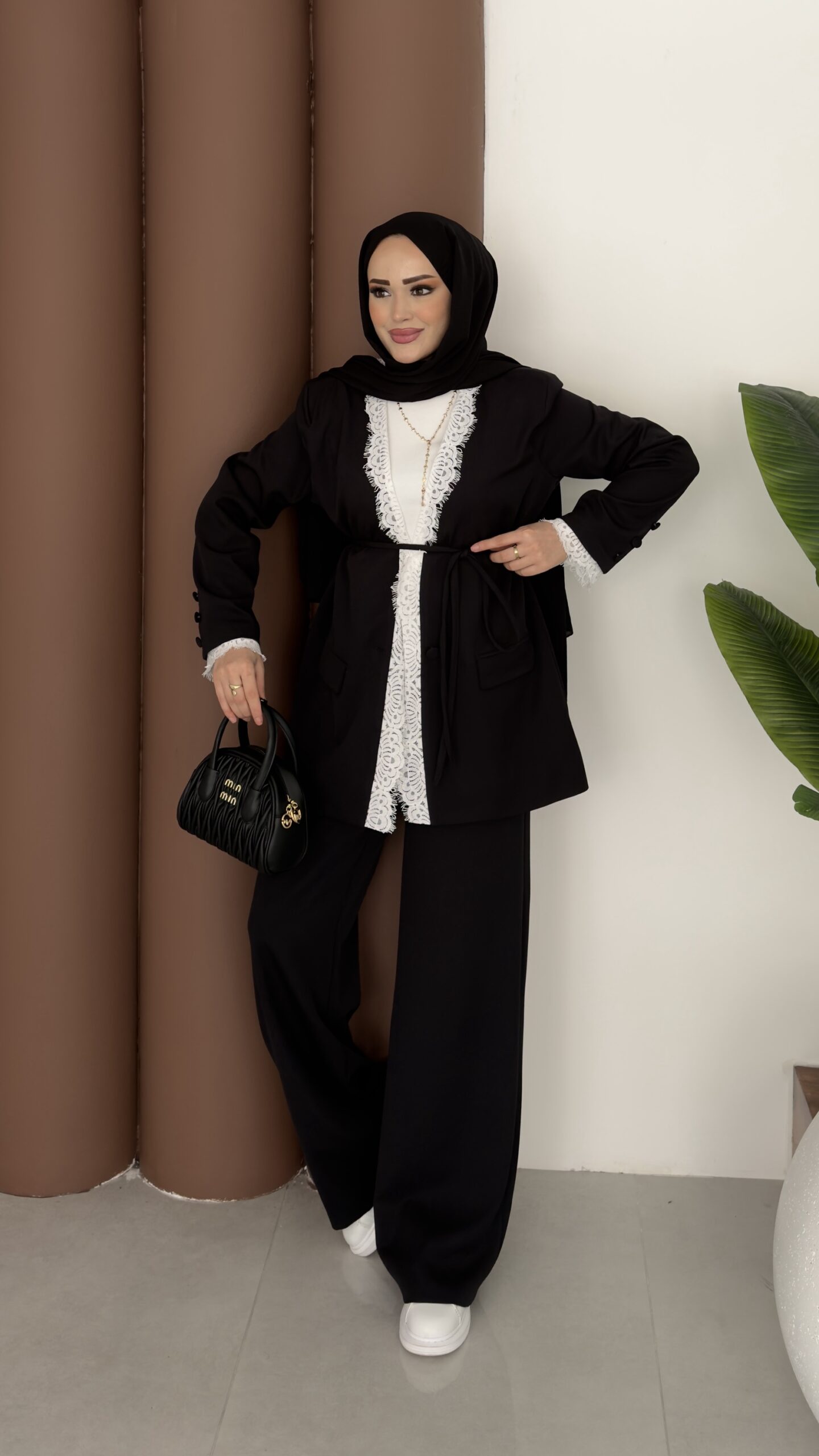 img_9334 Tylor Dantelli Dabıl İkili Takım - Siyah - Görsel 1