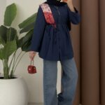 Nervürlü Poplin Gömlek - Lacivert