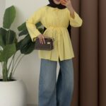 Nervürlü Poplin Gömlek - Sarı