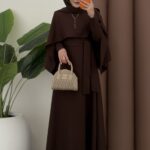 Noir Pelerin Elbise - Kahverengi