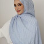 Halka Desen Floş Şal - Mavi
