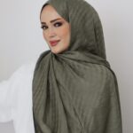 Halka Desen Floş Şal - Haki
