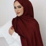 Halka Desen Floş Şal - Bordo