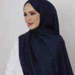 Halka Desen Floş Şal - Lacivert