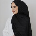 Halka Desen Floş Şal - Siyah