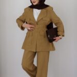 Linen Premium Keten İkili Takım - Yağyeşil