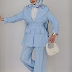 Linen Premium Keten İkili Takım - Mavi