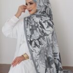 MNB Flowers Pamuk Şal - Gri