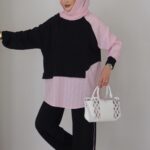 Basic Çizgili Oysh İkili Takım - Siyah