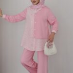 Garny Shirt Twist Muadil İkili Takım - Pembe