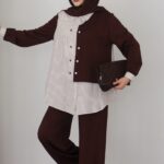 Garny Shirt Twist Muadil İkili Takım - Kahverengi