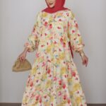 Mango Etnik Desenli Tensel Elbise - Sarı