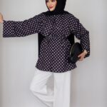 QUALİTY Madam Puanteli Krep İkili Takım - Siyah