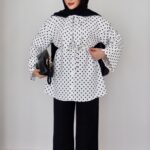 QUALİTY Madam Puanteli Krep İkili Takım - Beyaz
