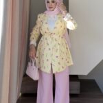 Çiçek Desenli Blazer Ceket  - Sarı