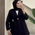 Tek Düğmeli Dabıl Ceket - Siyah