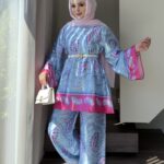 Etnika Desen Saten İkili Takım - Mavi