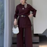 Herwes Kemerli Tunik Takım - Bordo