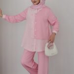 Garny Shirt Twist Muadil İkili Takım - Pembe