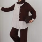Garny Shirt Twist Muadil İkili Takım - Kahverengi