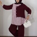 Garny Shirt Twist Muadil İkili Takım - Bordo