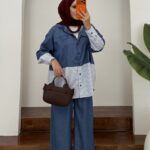 Core Çizgili Denim İkili Takım