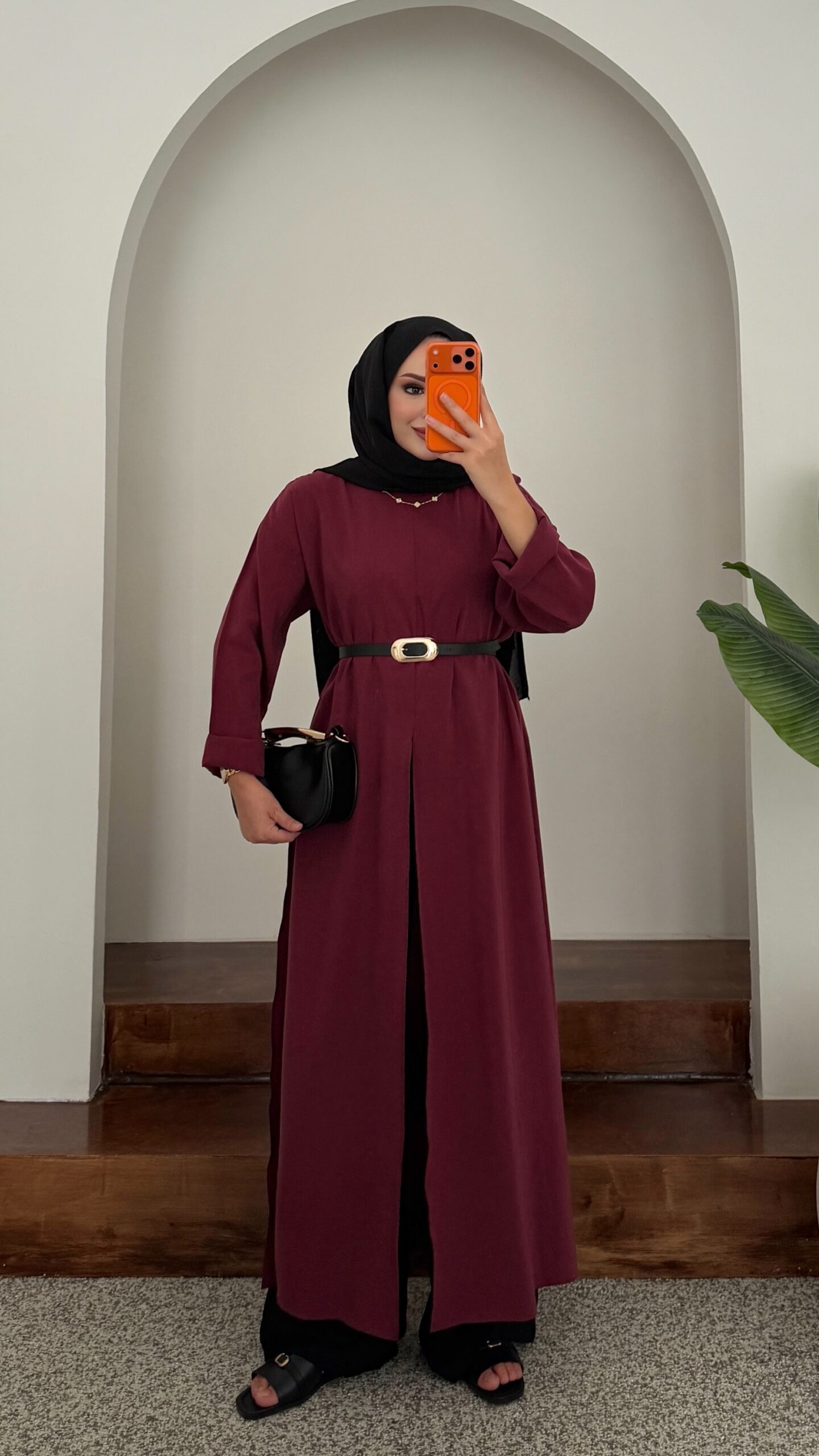 img_8062 Arabic Yırtmaçlı Bluz - Bordo - Görsel 1