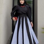 Puantiyeli Poplin Etekli  İkili Takım - Siyah