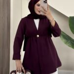 Tek Düğmeli Dabıl Ceket - Bordo