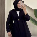 Tek Düğmeli Dabıl Ceket - Siyah