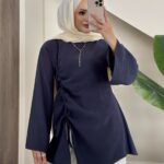 Mocca Büzgülü Modal Tunik - Lacivert