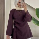 Mocca Büzgülü Modal Tunik - Mürdüm