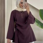 Mocca Büzgülü Modal Tunik - Mürdüm