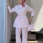 Liora Düğmeli Poplin İkili Takım - Pembe